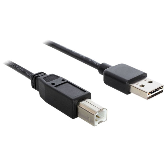 DeLOCK EASY-USB 2.0 Kabel, USB-A Stecker > USB-B Stecker (schwarz, 1 Meter, USB-A Stecker beidseitig verwendbar)