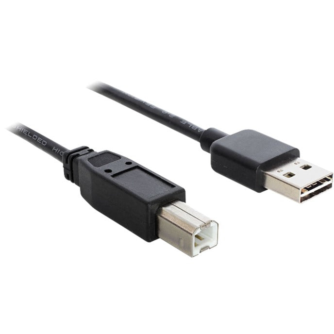 DeLOCK EASY-USB 2.0 Kabel, USB-A Stecker > USB-B Stecker (schwarz, 2 Meter, USB-A Stecker beidseitig verwendbar)