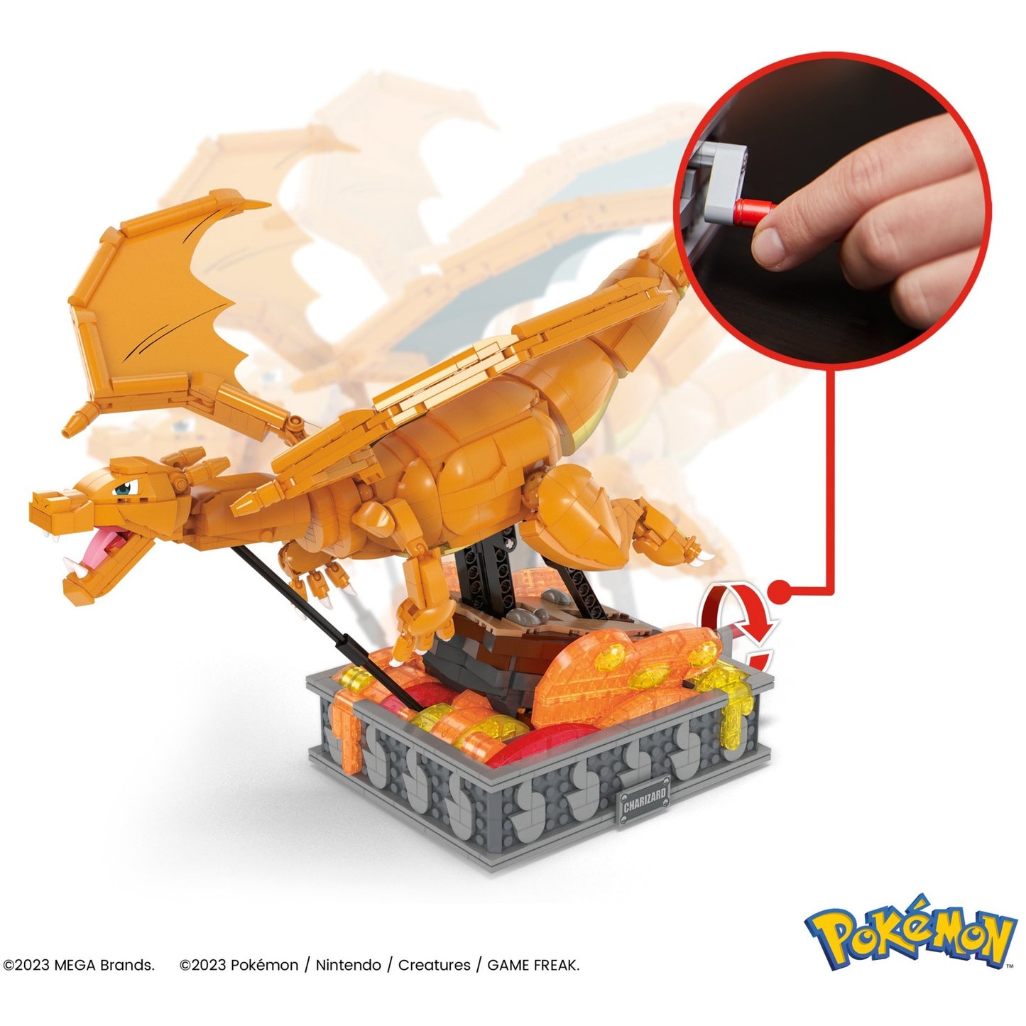 Mattel MEGA Pokémon Motion Glurak bewegliches Bauset, Konstruktionsspielzeug