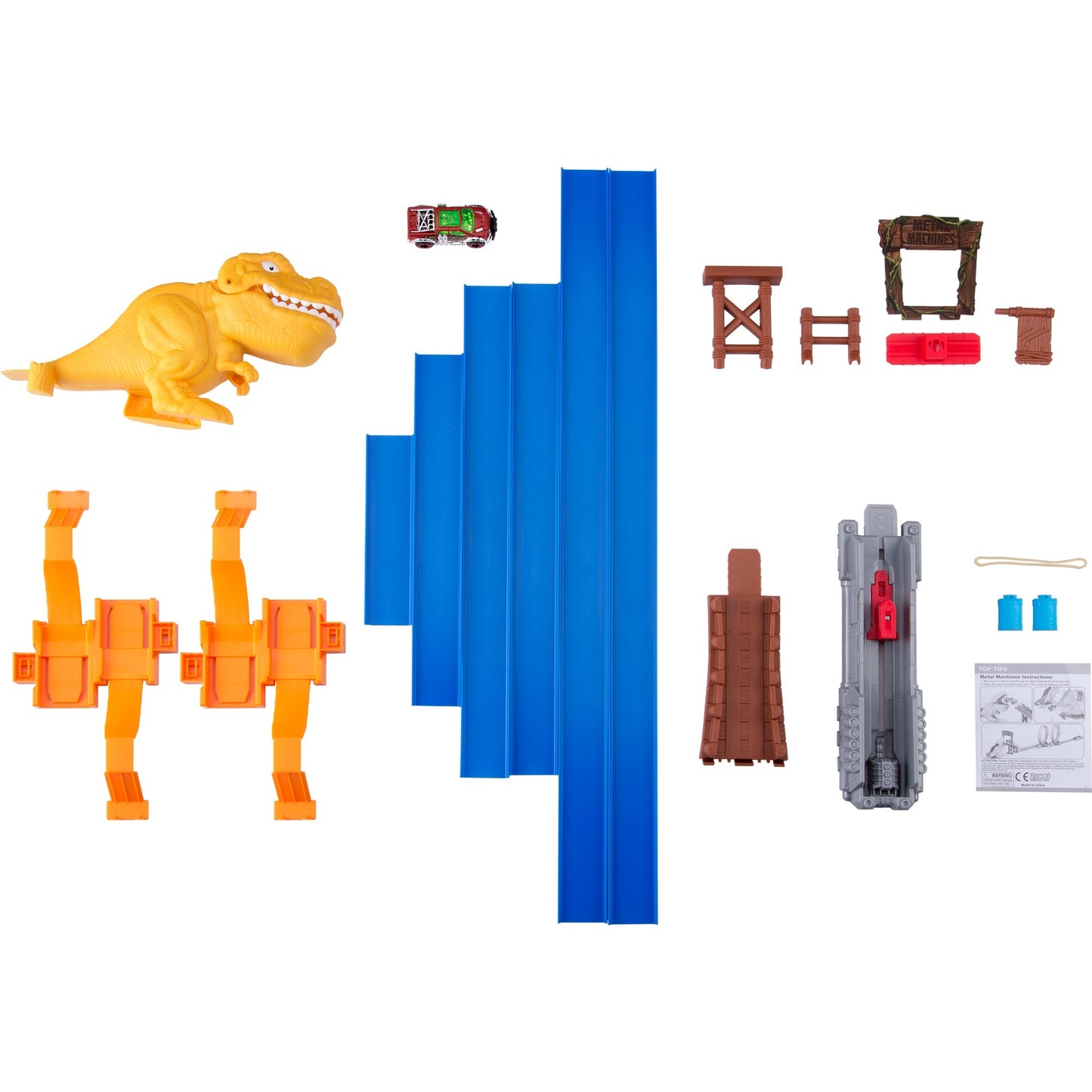 Metal Machines - Spielset T-Rex Angriff Rennbahn mit Looping + Auto