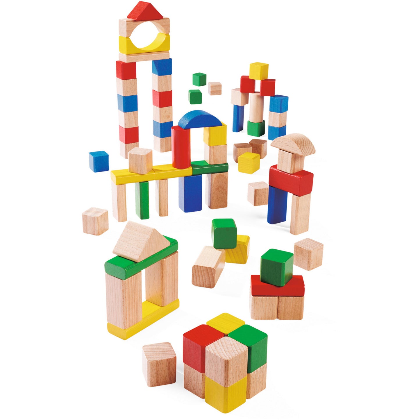 Holzbausteine Bunt/Natur, Konstruktionsspielzeug