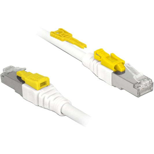 DeLOCK RJ45 Secure Cat. 6A (weiss, 5 Meter, verriegelbar, LSOH Halogenfrei)