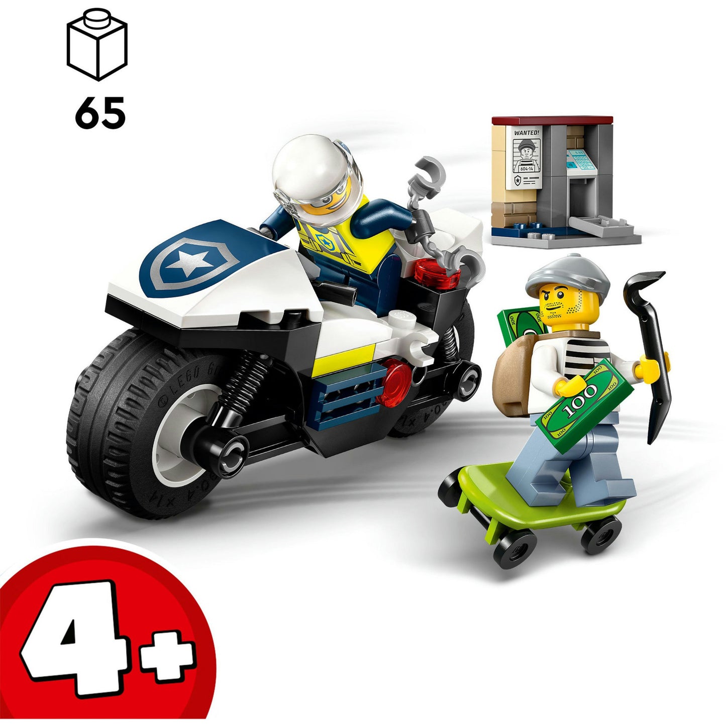 60455 City Verfolgungsjagd mit dem Polizeimotorrad, Konstruktionsspielzeug