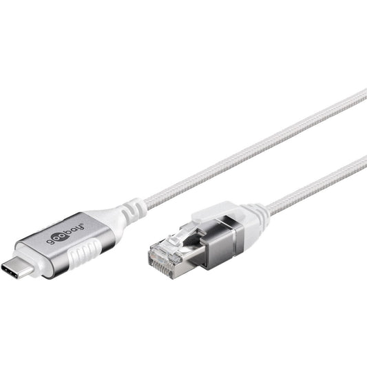 Goobay Ethernet-Adapterkabel USB-C 3.2 Gen2 > RJ-45 (weiss, 1 Meter)