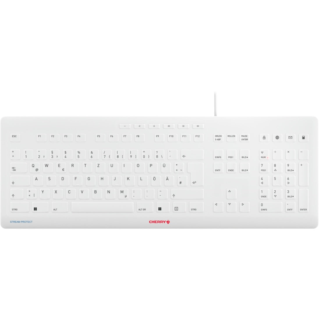 Cherry STREAM PROTECT KEYBOARD (weiss, DE-Layout, Cherry SX-Scherentechnologie)