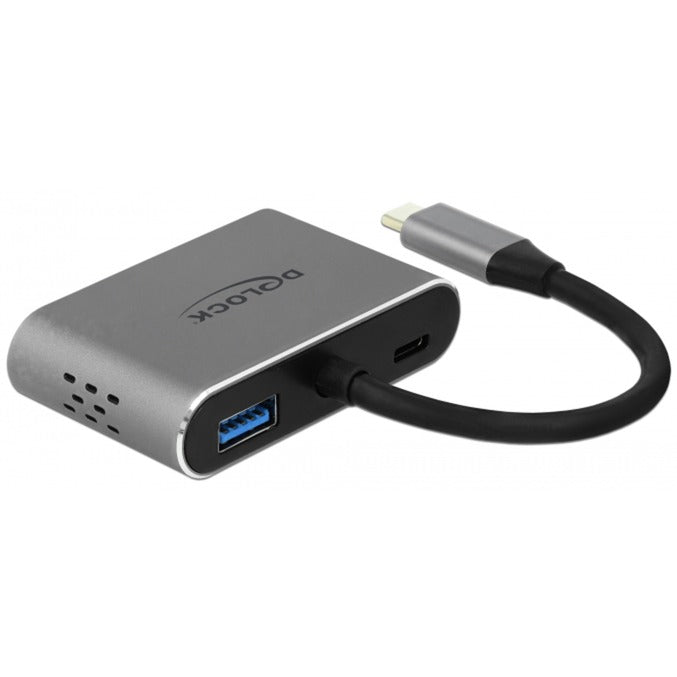 DeLOCK USB 3.2 Gen 1 Adapter, USB-C Stecker > USB-A + USB-C + HDMI + VGA Buchse (grau, 12cm, PD, Laden mit bis zu 87 Watt)