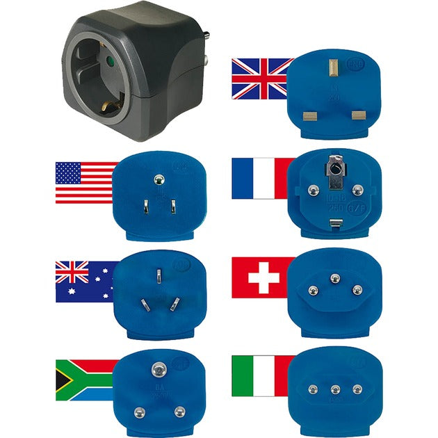 Brennenstuhl Reisestecker-Set, mit 10A Sicherung (schwarz)