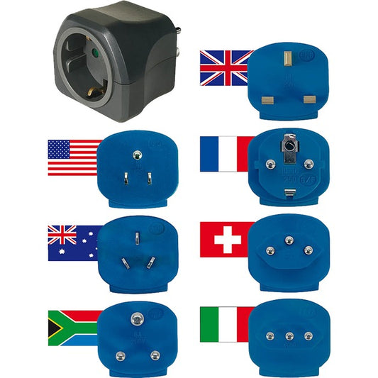 Brennenstuhl Reisestecker-Set, mit 10A Sicherung (schwarz)
