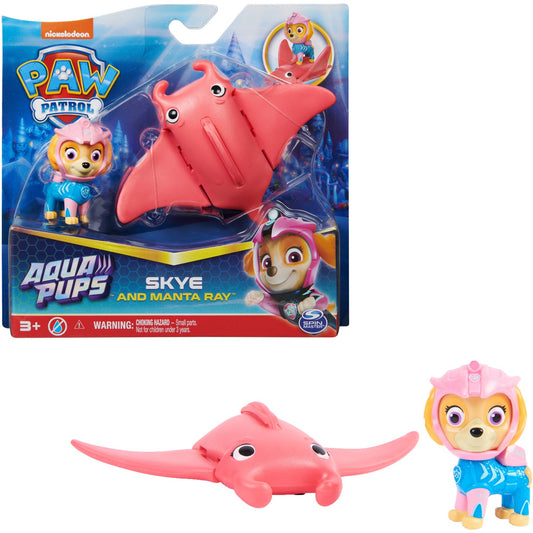 Spinmaster Paw Patrol Aqua Pups - Hero Pups-Set mit Skye-Welpenfigur und Rochen-Figur