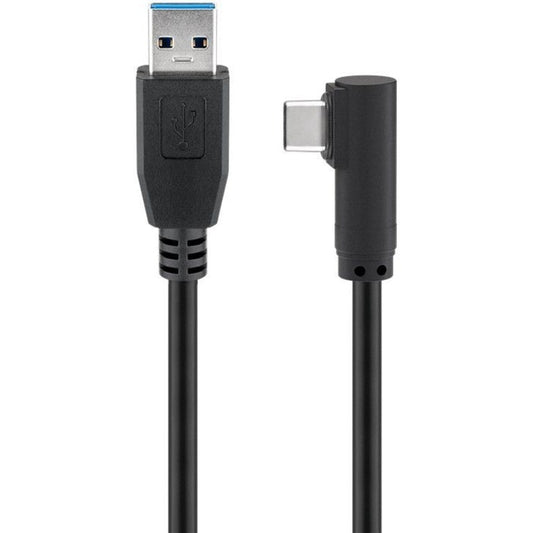 Goobay USB 3.2 Gen 1 Kabel, USB-A Stecker > USB-C Stecker 90° (schwarz, 1 Meter, rechts / links abgewinkelt)