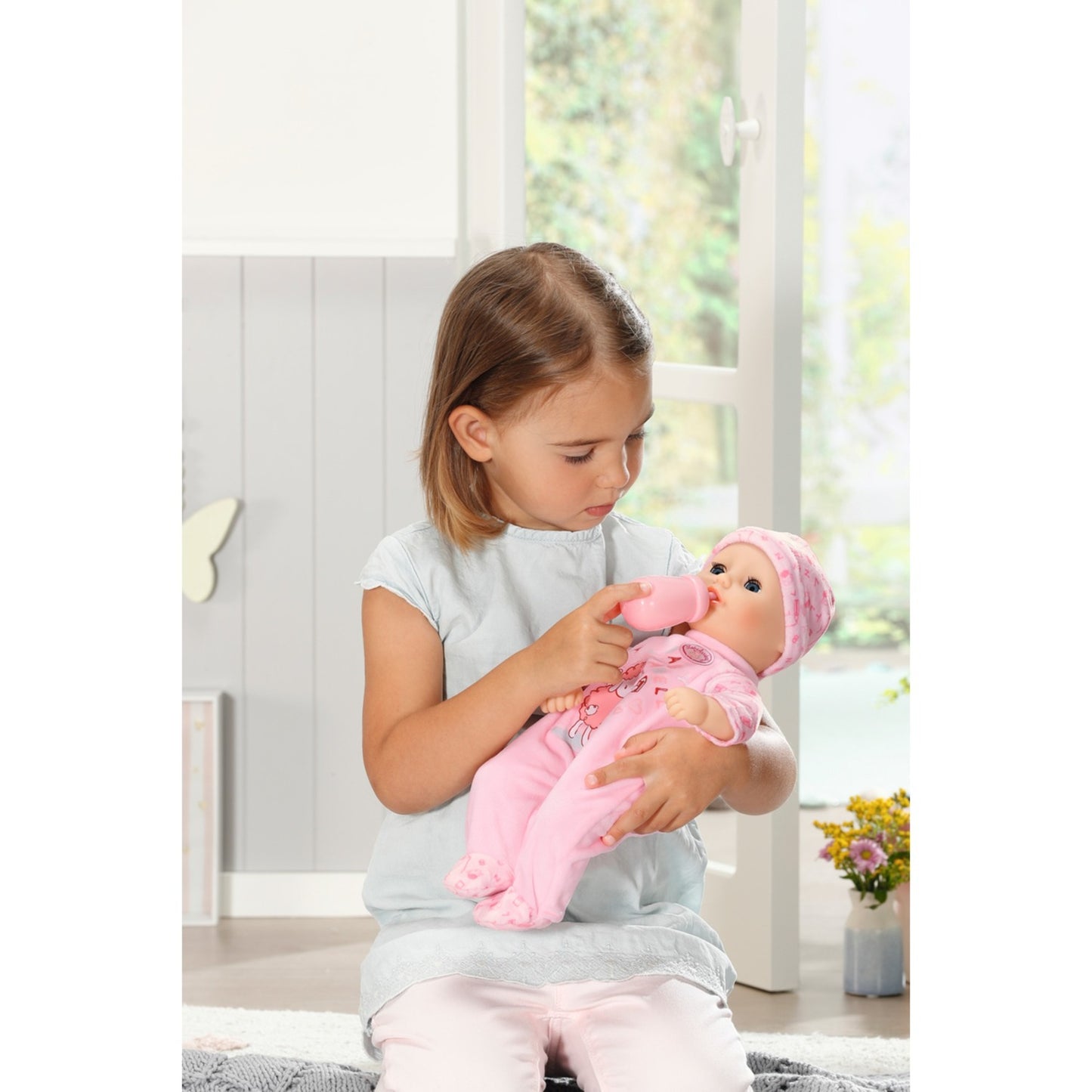 ZAPF Creation Baby Annabell® Little Annabell 36cm (rosa, mit Schlafaugen, Strampler, Mütze und Trinkflasche)