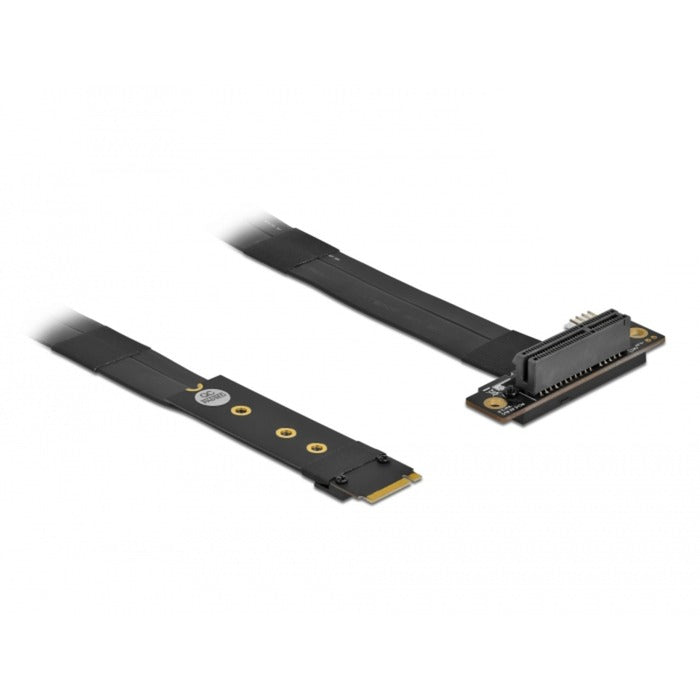 DeLOCK M.2 Key M > PCIe x4 NVMe Adapterkabel (schwarz, 20cm, PCIe Buchse 90° abgewinkelt)