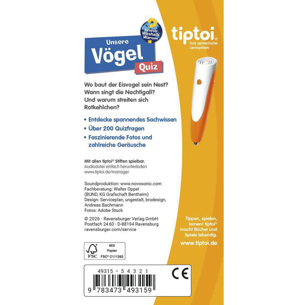 tiptoi Wieso? Weshalb? Warum? Quiz Unsere Vögel, Lernbuch
