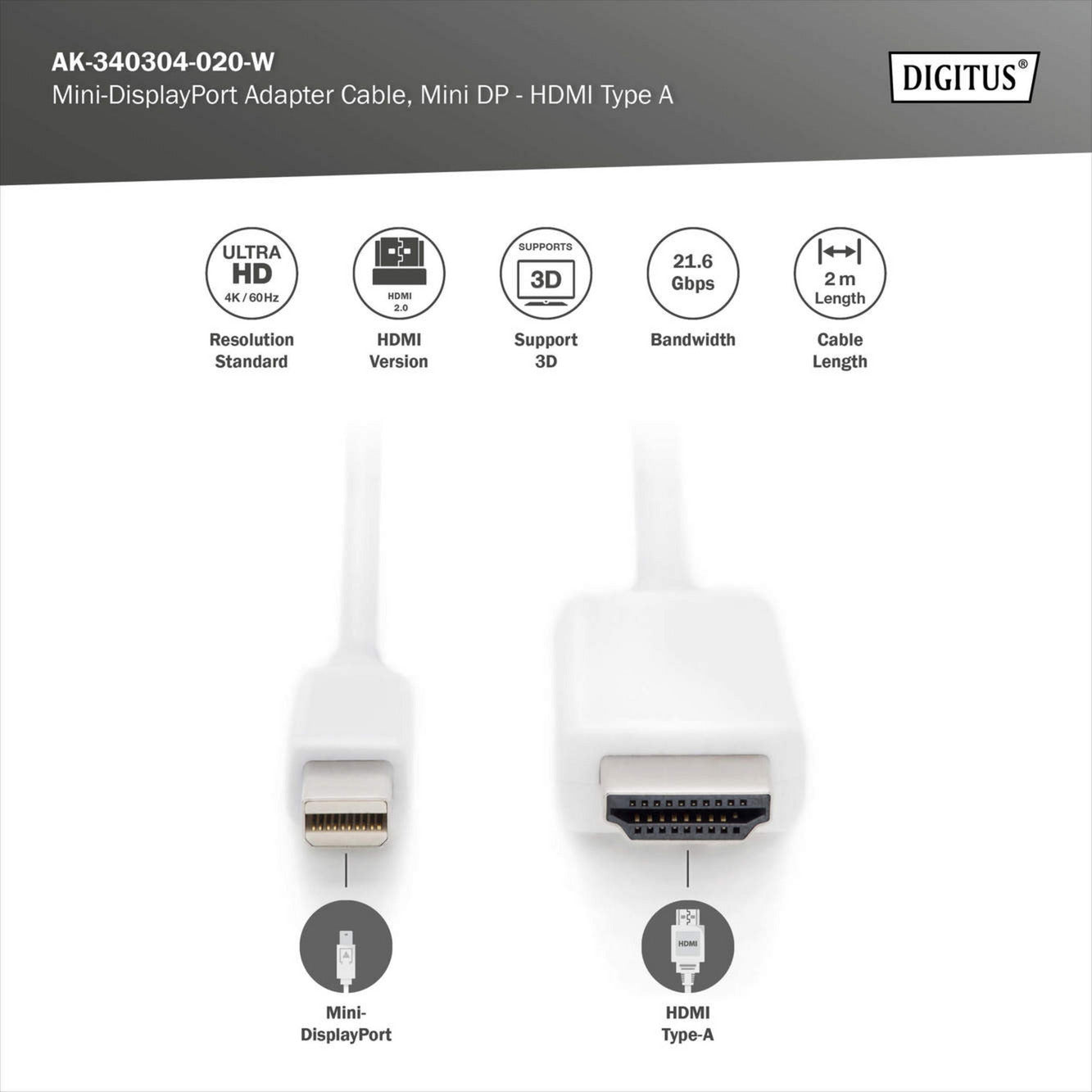 Adapterkabel mini DisplayPort > HDMI 4K