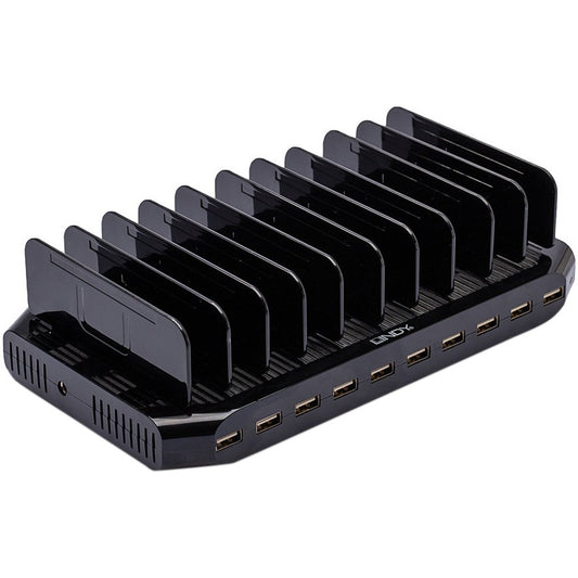 Lindy 10 Port USB-Ladestation (schwarz, gleichzeitiges Laden von bis zu 10 Tablets und/oder Smartphones)