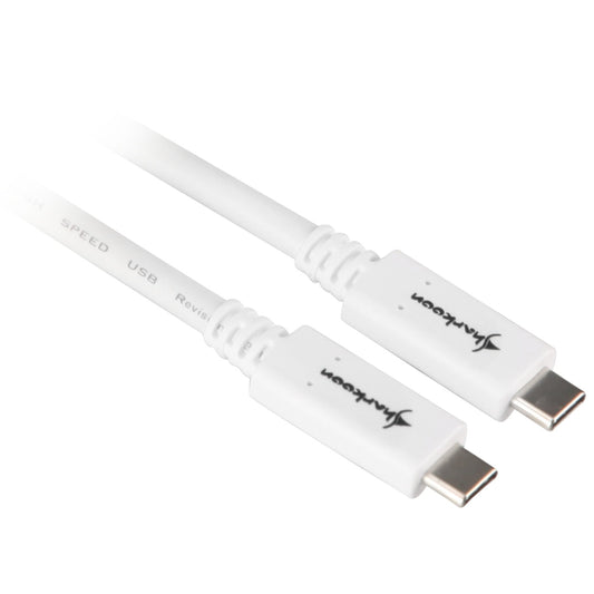 Sharkoon USB 3.2 Gen 2 Kabel, USB-C Stecker > USB-C Stecker (weiss, 1 Meter)