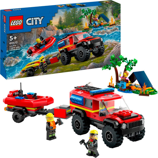 LEGO 60412 City Feuerwehrgeländewagen mit Rettungsboot, Konstruktionsspielzeug