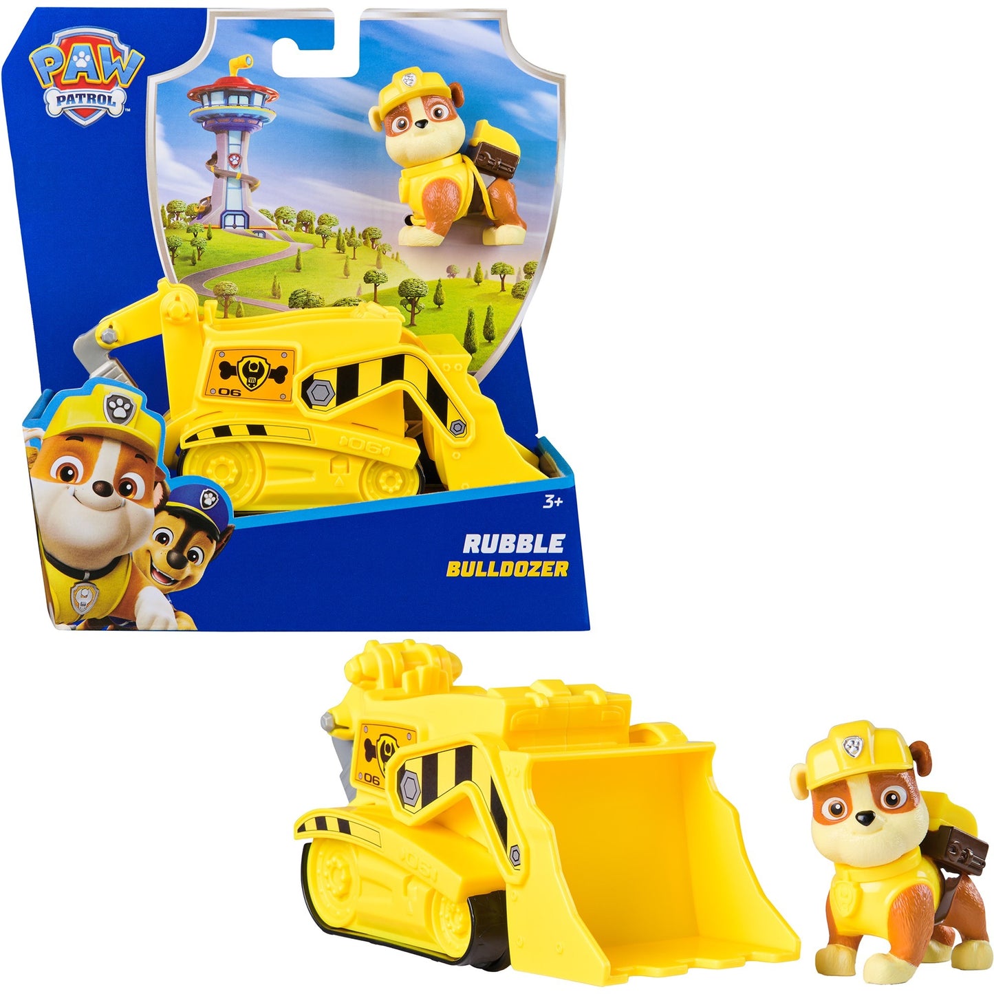 Paw Patrol - Baufahrzeug mit Rubble Spielfigur, Spielfahrzeug