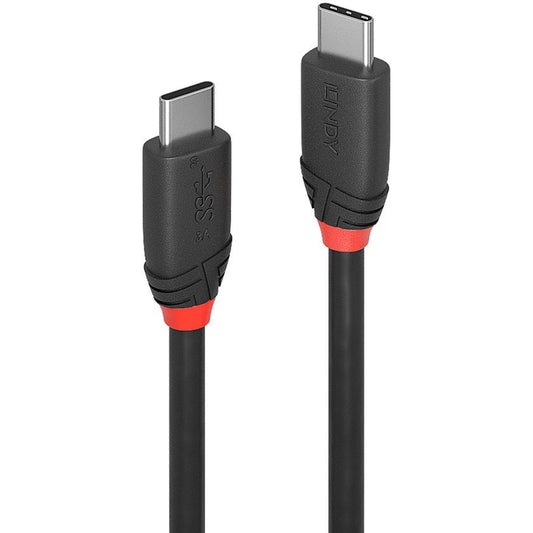 Lindy USB 3.2 Gen 2x2 Kabel Black Line, USB-C Stecker > USB-C Stecker (schwarz, 0,5 Meter, Laden mit bis zu 60 Watt)