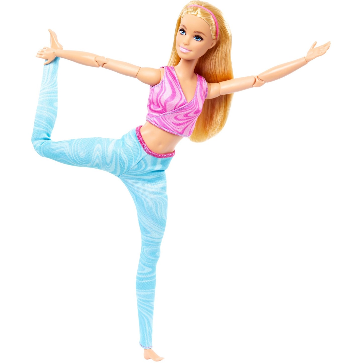 Barbie Barbie Made to Move mit pinken Sportoberteil und blauer Yogahose