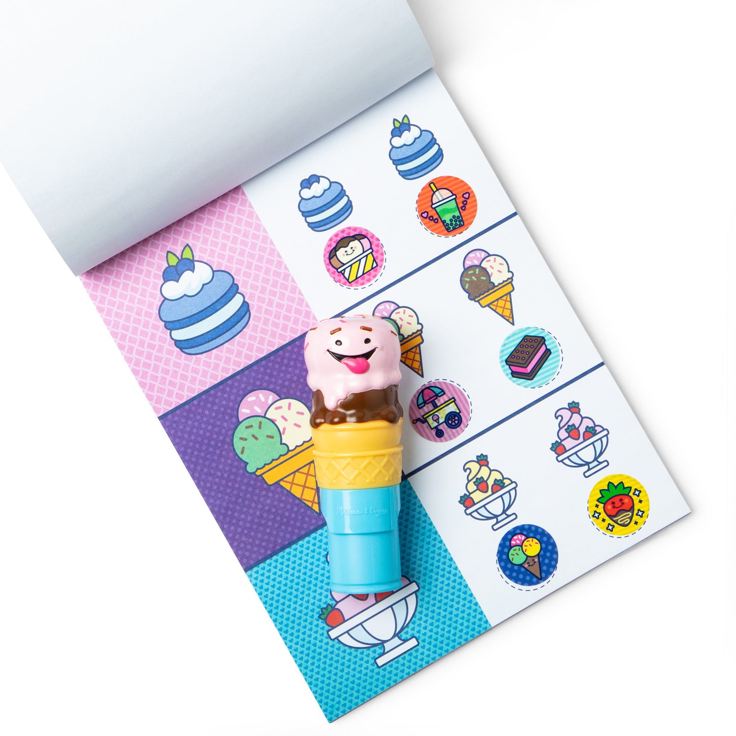 Melissa & Doug - Sticker WOW! Eiscreme Aufkleberstempel & Block, Basteln