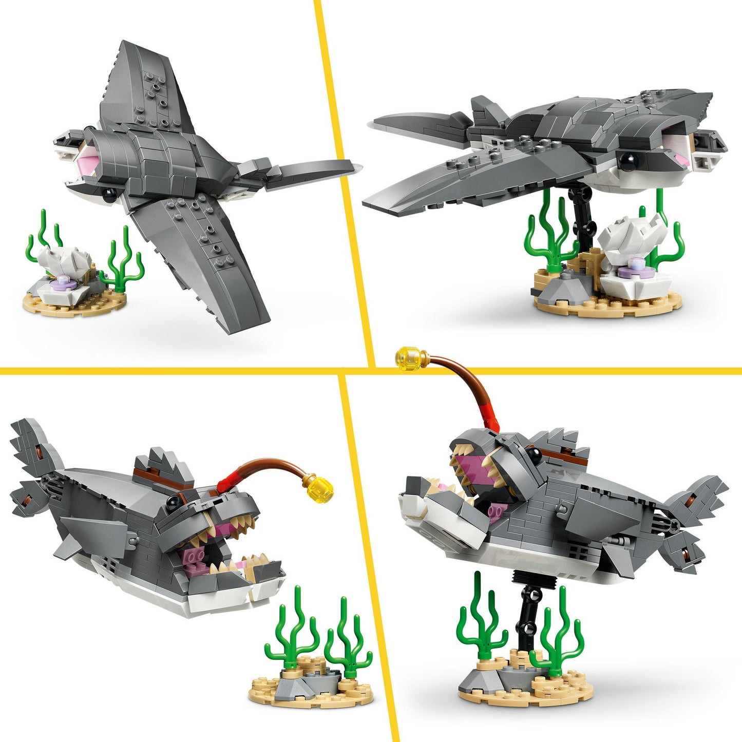 31381 Creator 3-in-1 Wilder Hai mit Schatztruhe, Konstruktionsspielzeug