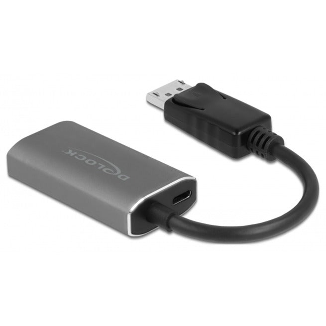 DeLOCK Aktiver Adapter, DisplayPort Stecker > HDMI 8K Buchse (schwarz/grau, 20cm, mit HDR Funktion)