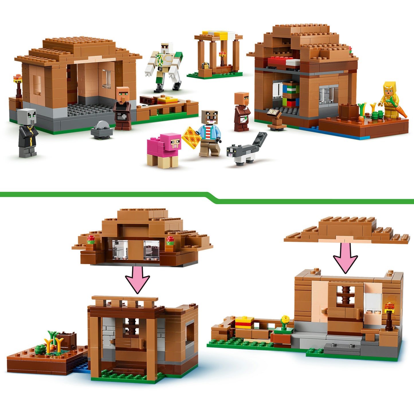 21596 Minecraft Angriff des Magiers auf das Dorf, Konstruktionsspielzeug