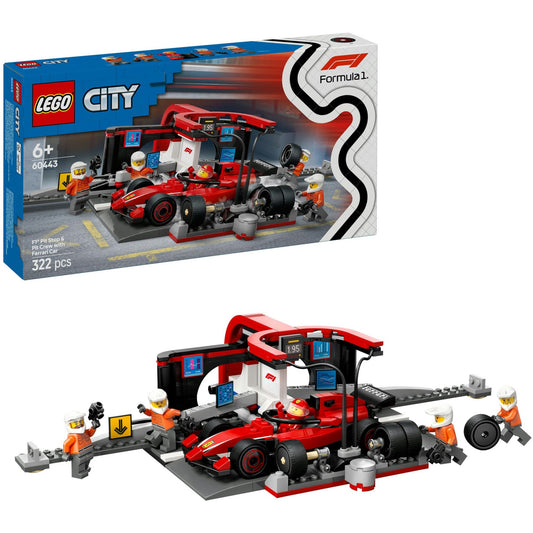 60443 City F1 Boxenstopp mit Boxencrew und Ferrari Flitzer, Konstruktionsspielzeug