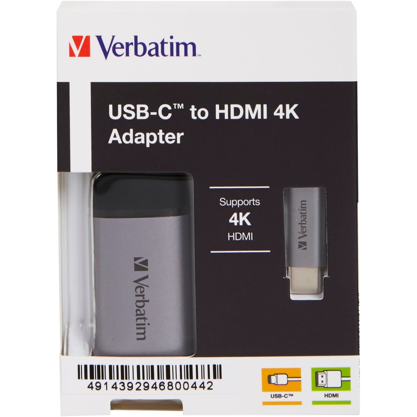 Verbatim USB Adapter, USB-C Stecker > HDMI Buchse (silber/schwarz, 10cm, 4K 60Hz)