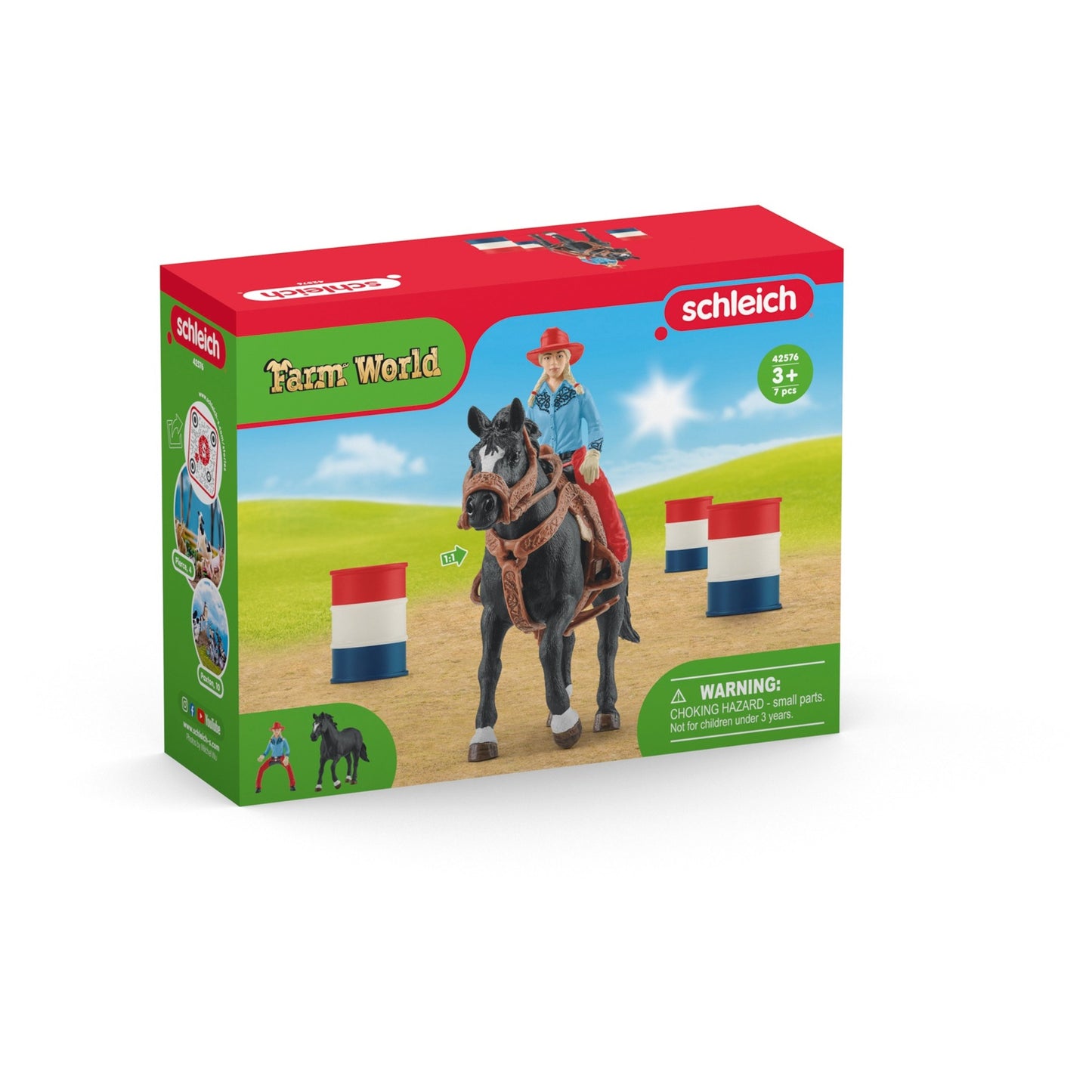 Schleich Farm World Barrel Racing mit Cowgirl