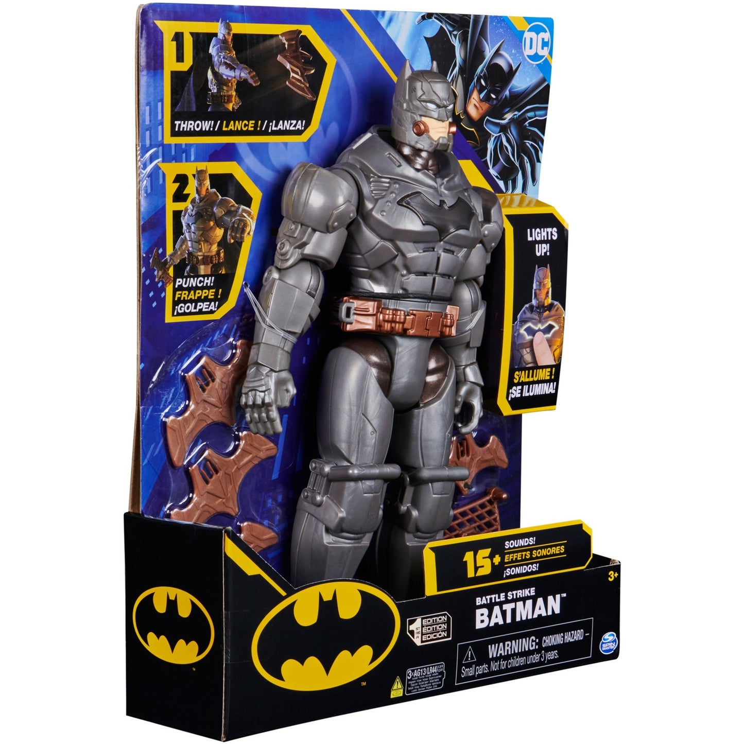 Spinmaster Batman 30 cm Deluxe-Actionfigur mit Schlag- und Wurffunktion (5 Ausrüstungsgegenstände, Licht- und Soundeffekte)