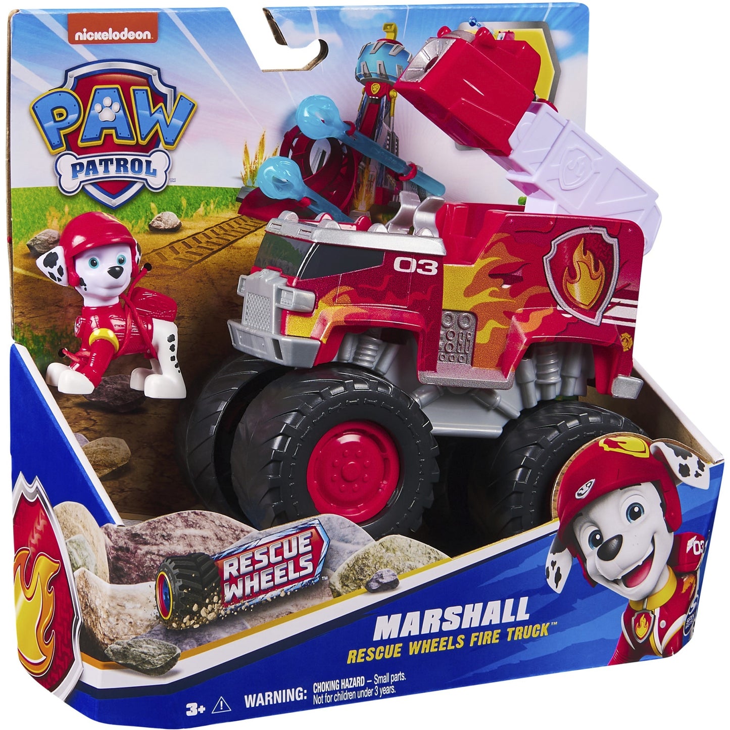 Paw Patrol Rescue Wheels - Chases Monstertruck Fahrzeug mit Geschoss-Abwurf und Chase Hundefigur, Spielfahrzeug