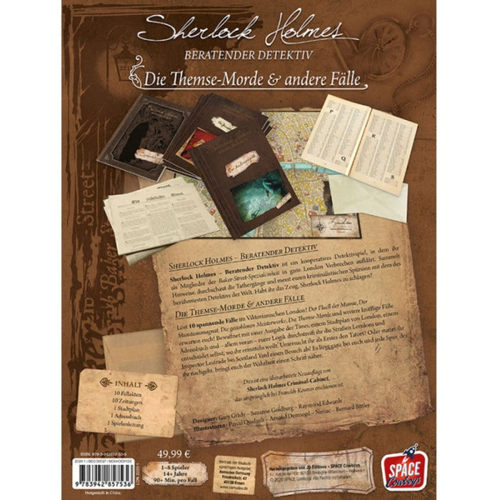 Asmodee Sherlock Holmes Beratender Detektiv: Die Themse-Morde & andere Fälle, Brettspiel