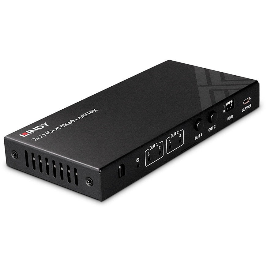 Lindy 2x2 8K60 Matrix HDMI Switch (schwarz, EDID Management, Fernbedienung)