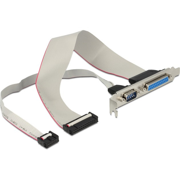 DeLOCK Slotblende Parallel 25 Pin Header + Seriell 9 Pin Header > Parallel Buchse + Seriell Stecker (grau, 30cm Kabel)