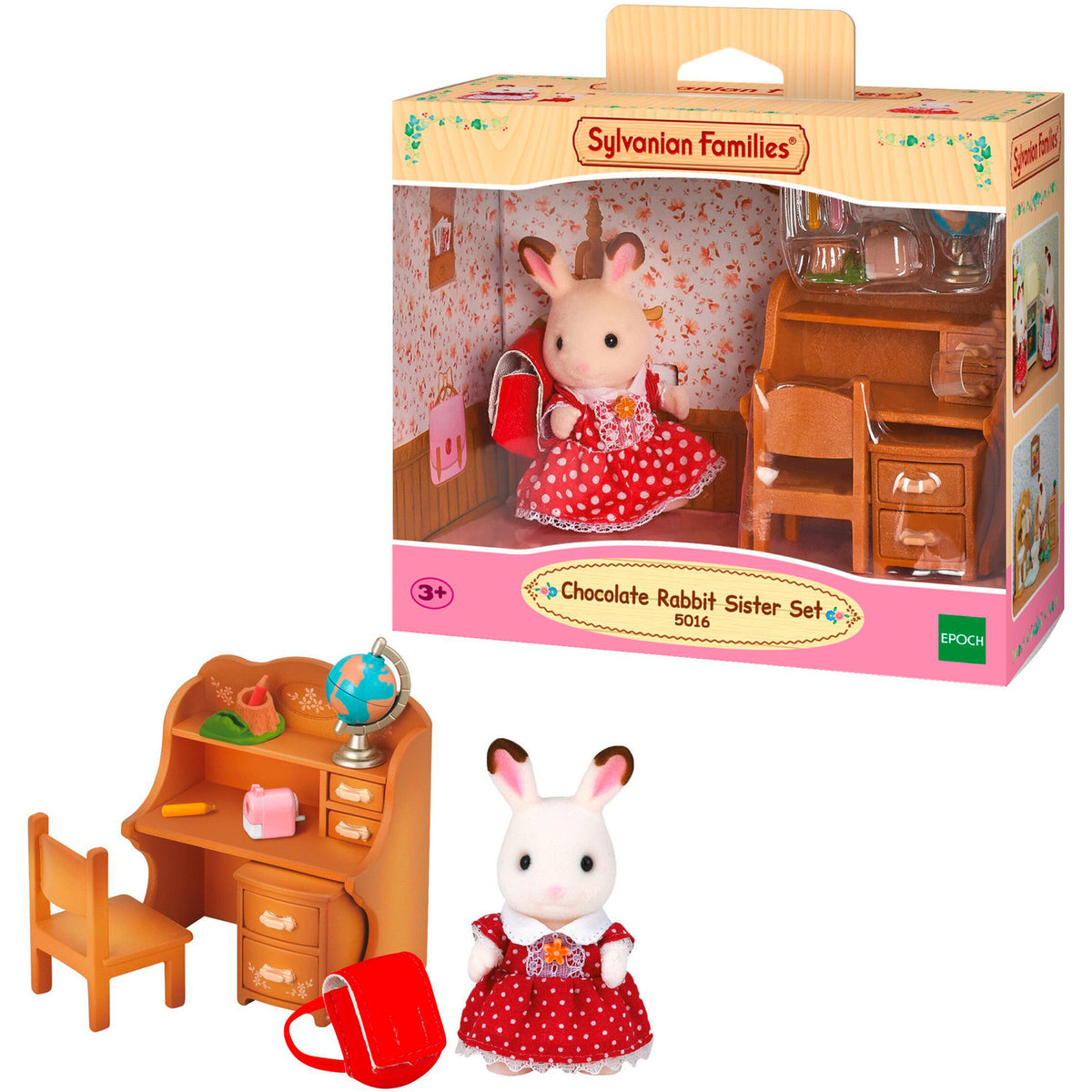 Sylvanian Families - Schokoladenhasen Schwester Schreibtisch Set, Konstruktionsspielzeug