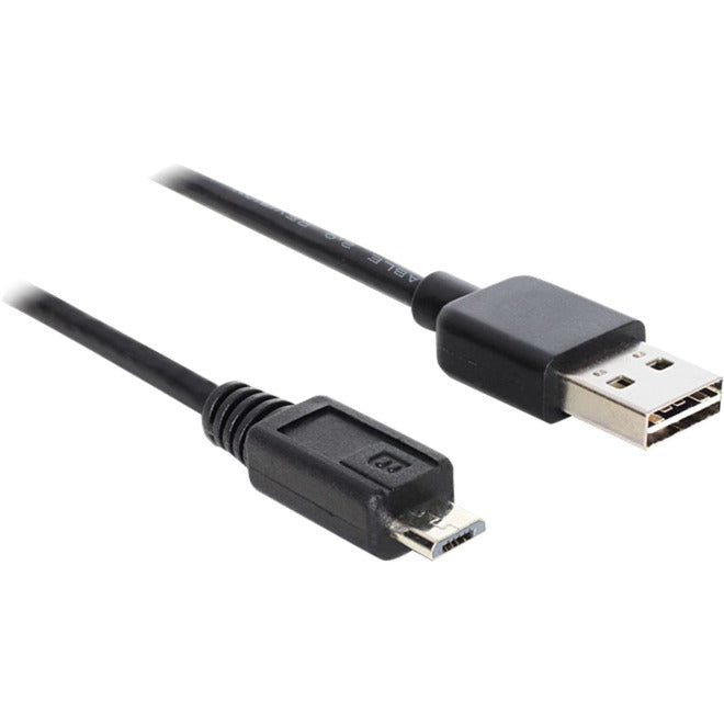 DeLOCK EASY-USB 2.0 Kabel, USB-A Stecker > Micro-USB Stecker (schwarz, 1 Meter, USB-A Stecker beidseitig verwendbar)