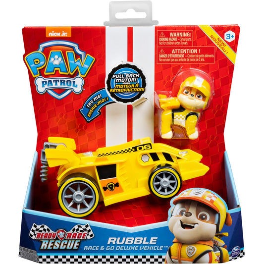 Spin Master Paw Patrol - Ready, Race, Rescue, Rubbles Race & Go Deluxe Basis Fahrzeug, Spielfahrzeug