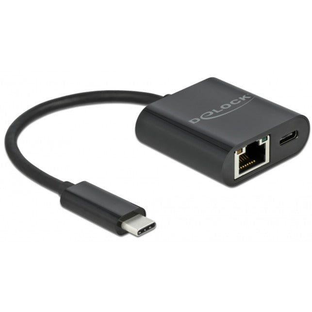 DeLOCK Adapter USB-C > Gigabit LAN, mit PD Anschluss (schwarz)