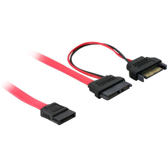DeLOCK Adapterkabel Slim SATA 13-Pin > 7-Pin + 15 Pin (rot, 50cm)