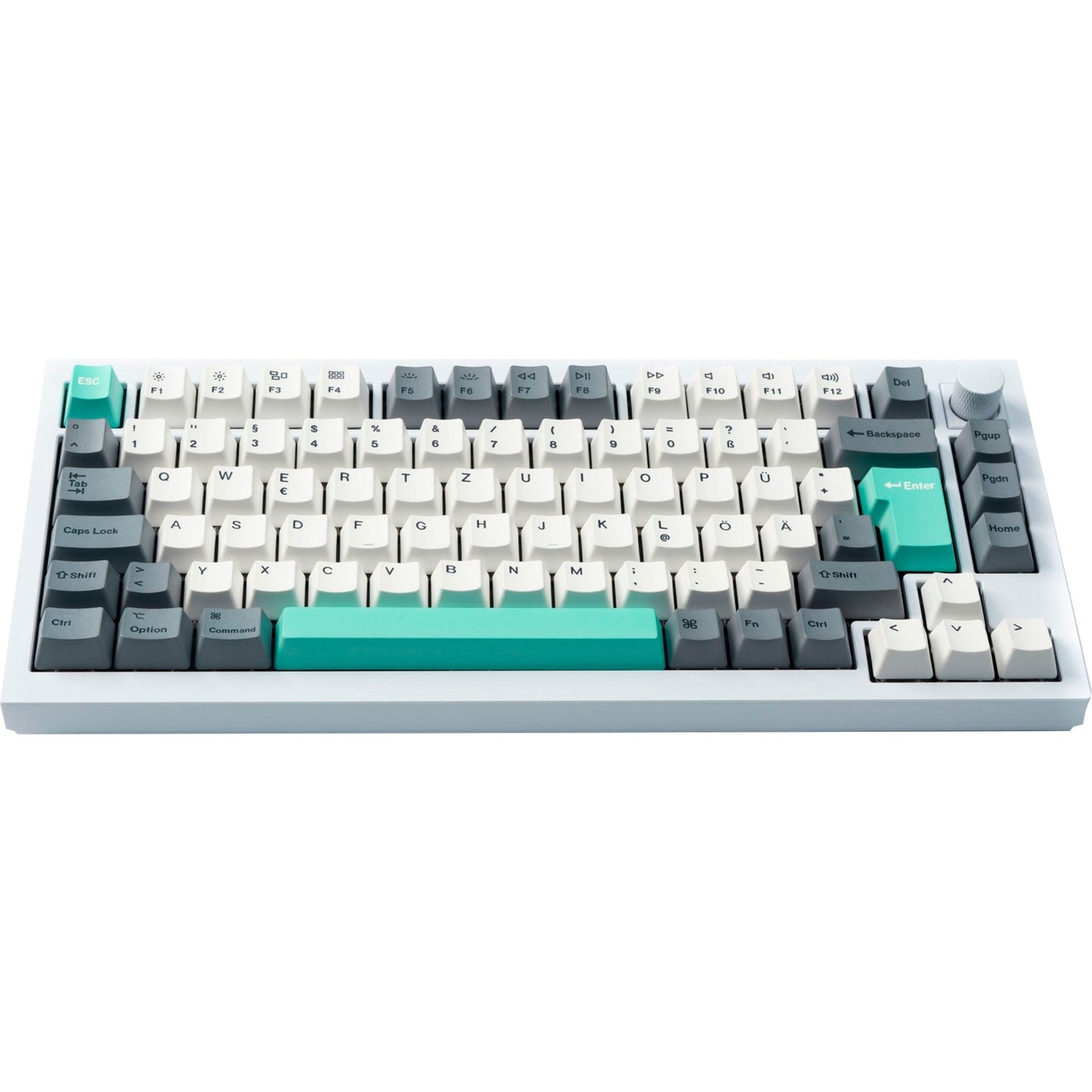 Keychron OEM Dye-Sub PBT Full Keycap-Set - Gray White Mint (weiss/mint, 137 Stück, DE-Layout (ISO))