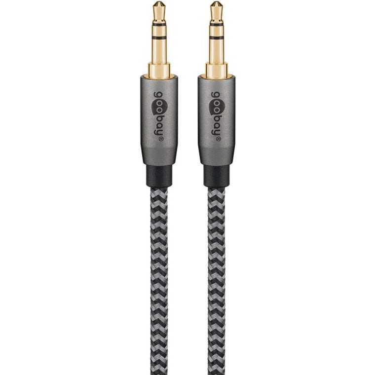 Goobay Plus Audio Verbindungskabel AUX 3,5mm stereo (schwarz/silber, 1 Meter)