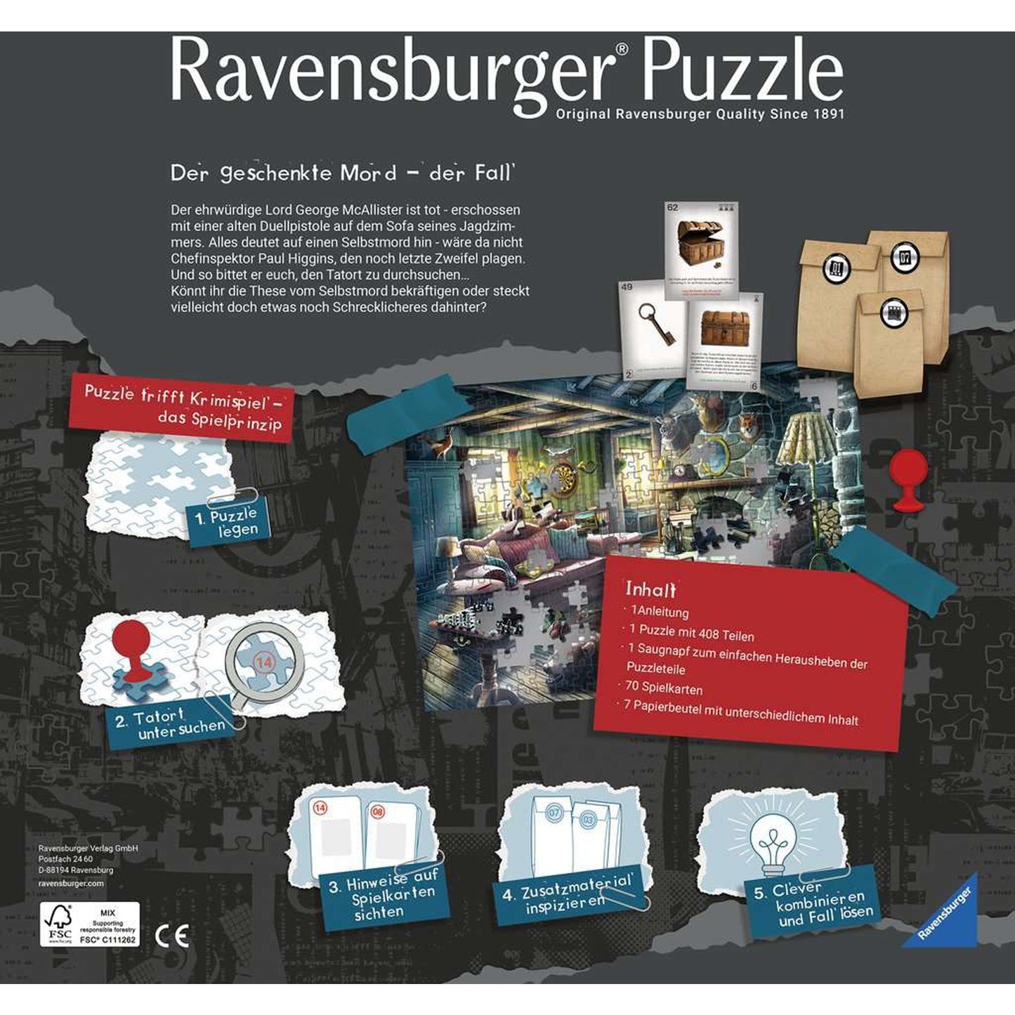 Ravensburger Puzzle X Crime: Der geschenkte Mord (264 Teile)