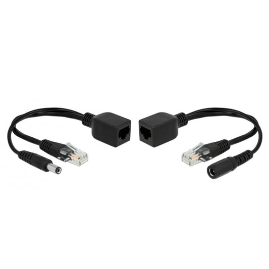 DeLOCK Passives PoE Adapter Set RJ-45 > DC 5,5 x 2,5mm (schwarz, 21cm)