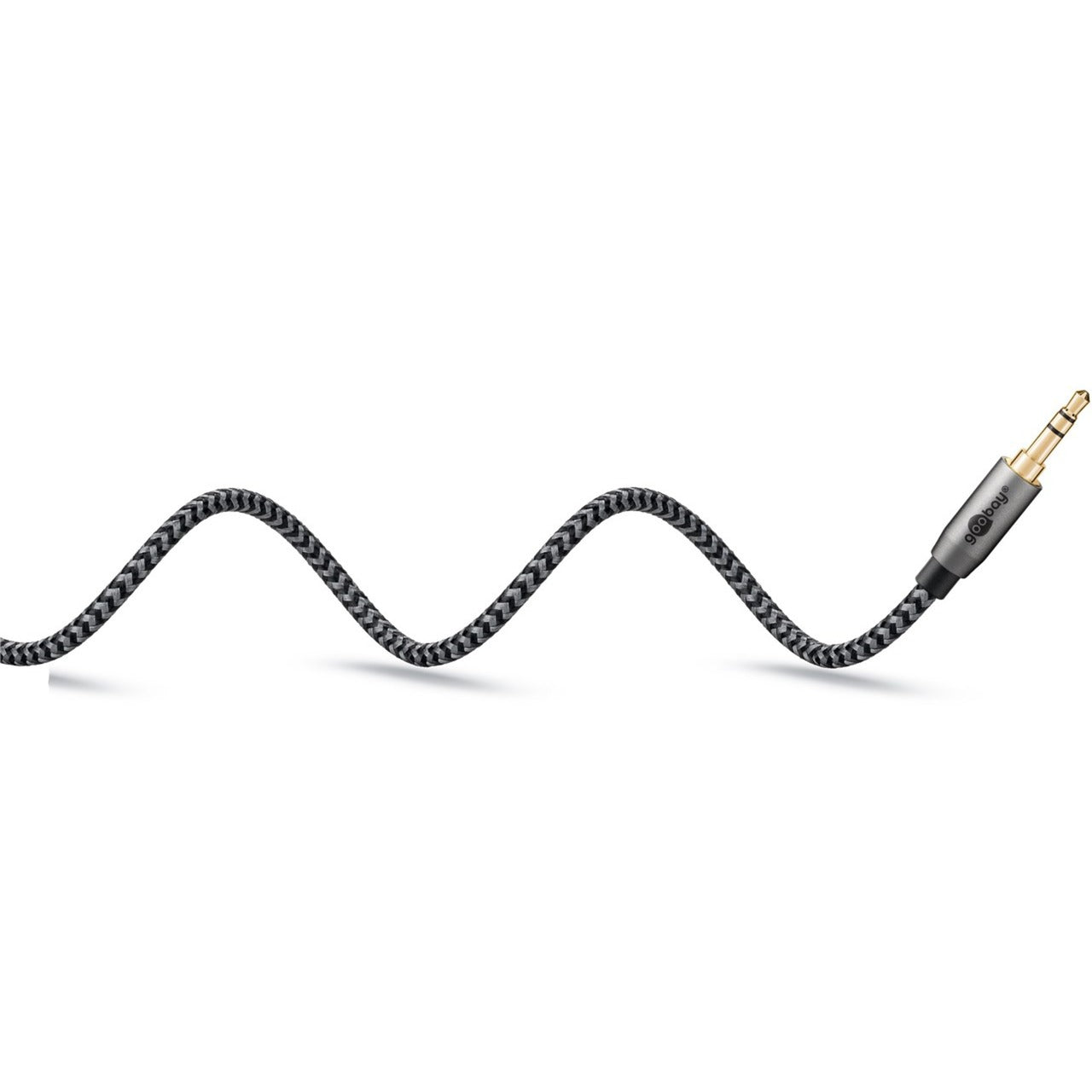 Goobay Plus Audio Verbindungskabel AUX 3,5mm stereo (schwarz/silber, 0,5 Meter)