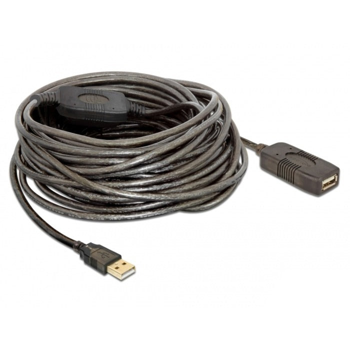 DeLOCK USB 2.0 Aktivverlängerungskabel, USB-A Stecker > USB-A Buchse (schwarz, 15 Meter)