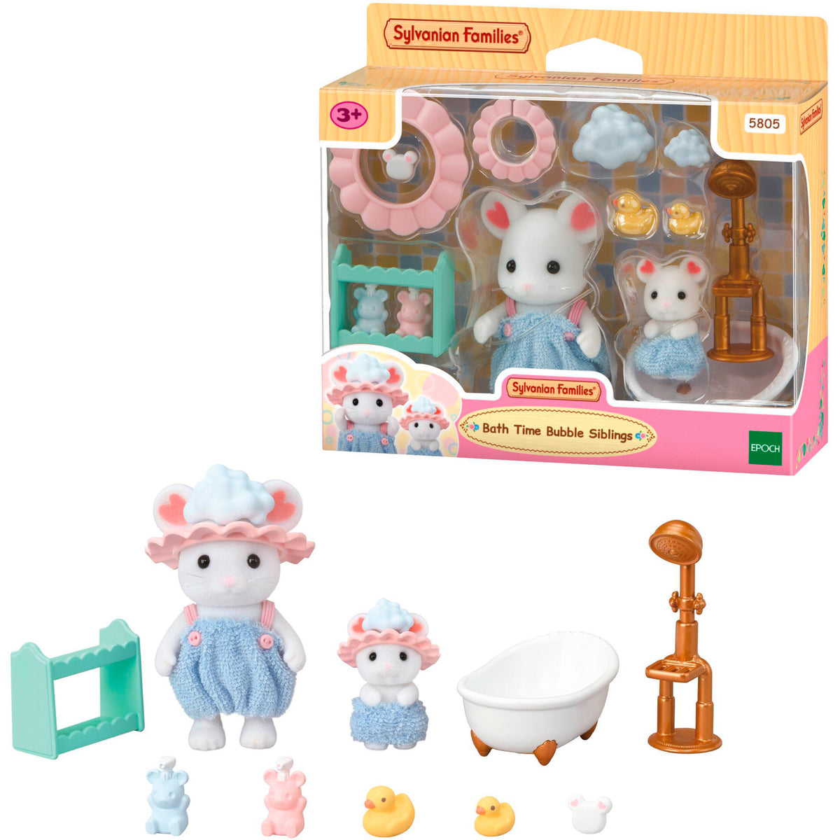 Sylvanian Families - Marshmallow Mäuse Badespass Spielset, Konstruktionsspielzeug