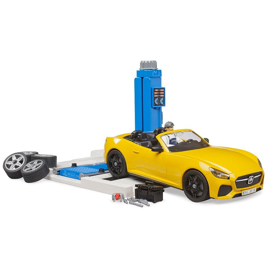 bworld PKW Service Center + bruder Roadster, Spielfahrzeug