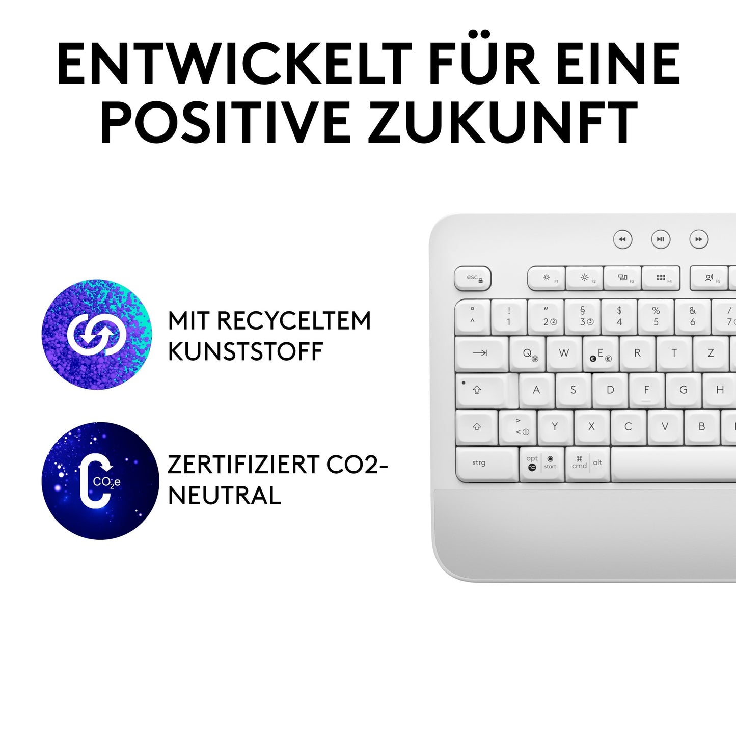 Logitech Signature K650 (weiss, DE-Layout, Logi Bolt, Bluetooth, für Windows/macOS/Chrome OS/Linux/iPadOS/Android)